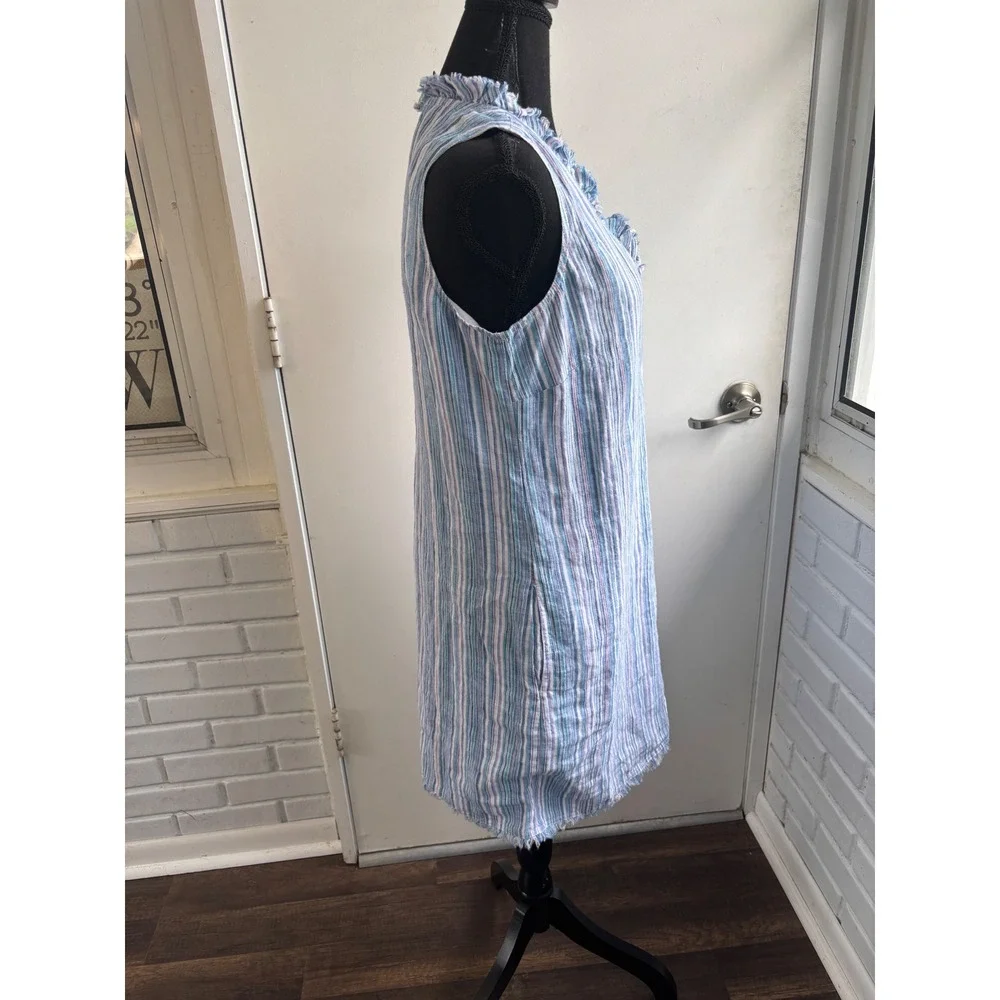 Tommy Bahama‎ Two Palms Double Ruffle Linen Dress Small coastal resortwear boho